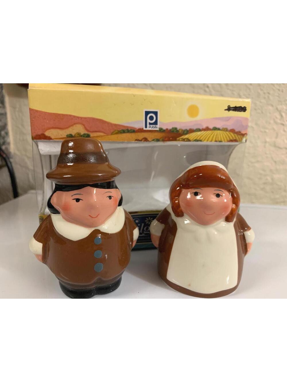 Publix Pilgrim Thanksgiving Salt Pepper Shakers 2006 Lilgrim Collectible Box
